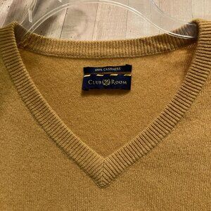 Club Room Mens Vintage Y2K 100% Cashmere V-Neck Sweater Size XXL Yellow FA EXC